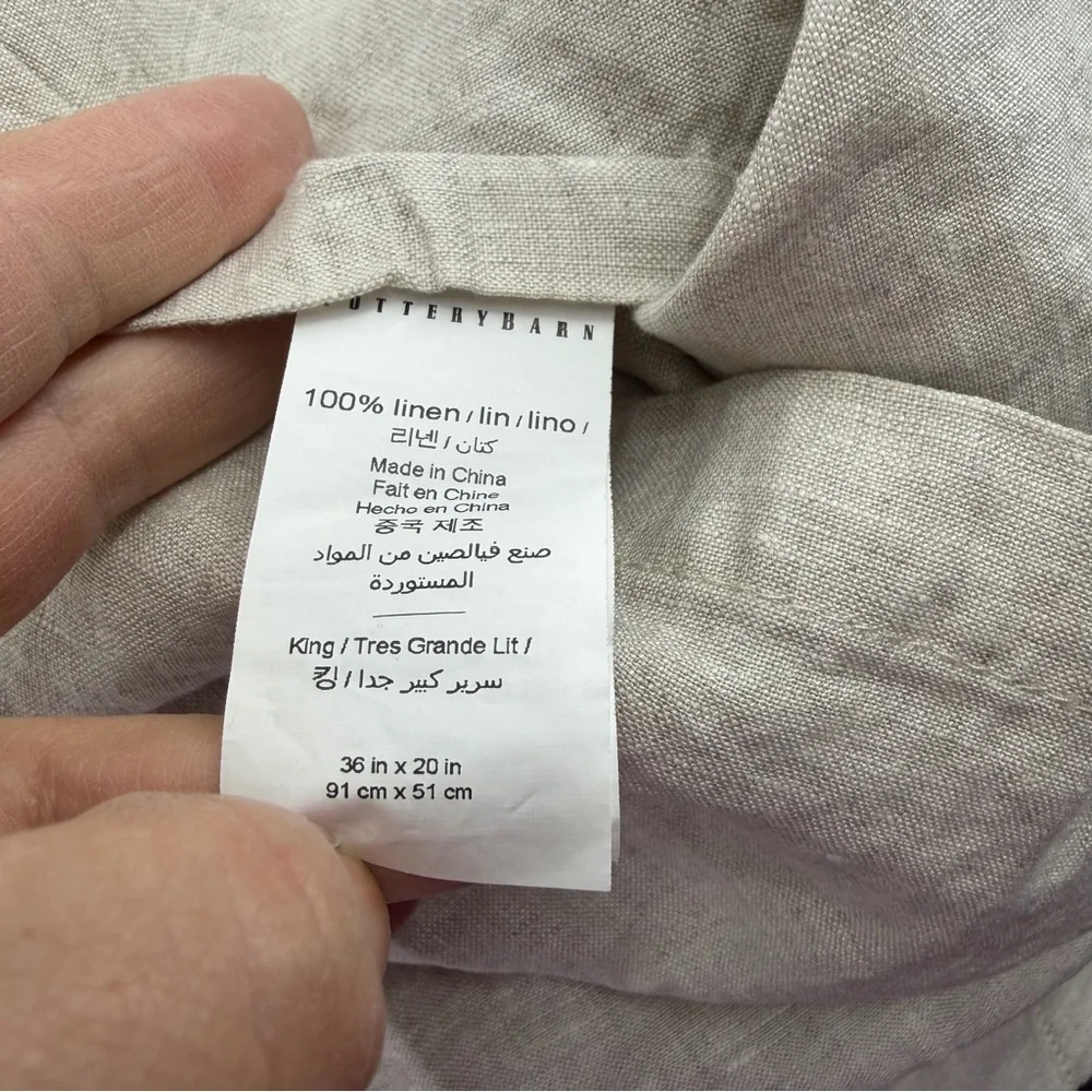 Pottery‎ Barn 100% Linen Flax King Pillow Sham beige